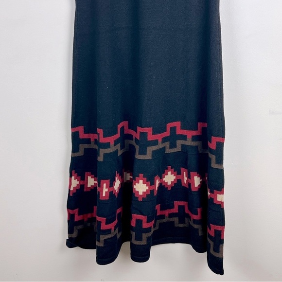 Ralph Lauren | Southwestern Merino Sleeveless Midi Dress Black Geometric | M - Picture 7 of 9